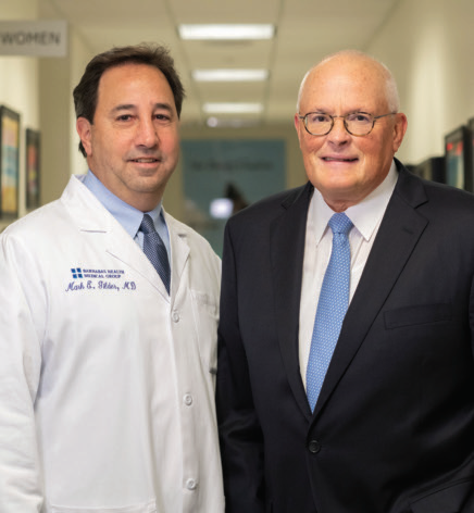 Grateful patient Shawn Leyden meets with his surgeon, Mark Gilder, MD.